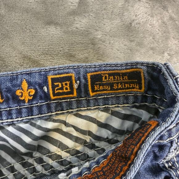 Rock Revival Dania easy skinny grunge punk Y2K embellished jeans womens 28x30 - Picture 4 of 11